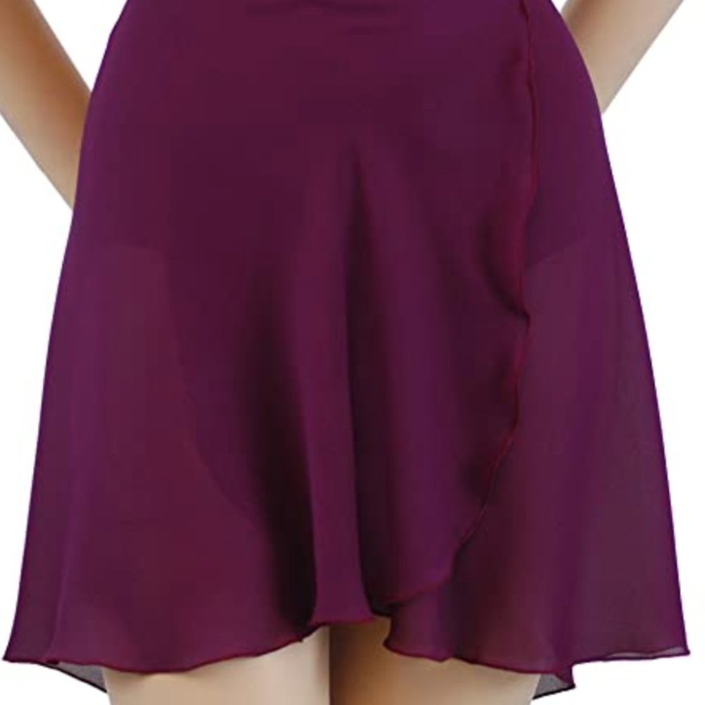 Trienawear Womens Purple Ballet Skirt, Hi Lo 14" Tapered to 20" Georgette Wrap